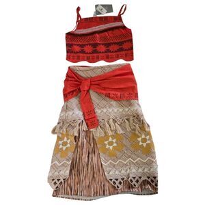 Disney Store Moana Costume Kids' Deluxe Dress Sarong Girls 11/12 Halloween Set